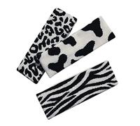 OATIPHO 3pièces Bandeau Élastique Femme Accessoire Tête Mode Imprimé Zebra Vache Et Léopard Pour Maquillage Lavage Du Visage Confortable Et Stretch Parfait Pour Yoga Sport Noir Blanc