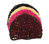 OATIPHO 4 Pièces Bonnet Maille Tricotée Respirant pour Dormir Filet Crochet Extensible Protection Cheveux Femme Couleurs Assorties Beige Marron Noir Rose