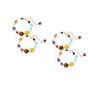 OATIPHO 4 Pièces Bracelet Galactique Système Solaire Ajustable Pierres Naturelles Accessoire Spatial avec 8 Planètes et Étoile Gardienne pour Femme