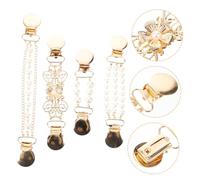 OATIPHO 4 Pièces Chaîne De Perle à Épingle à Col Clips De Chemise Clips De Robe Sangle Arrière Agrafe De Robe Clip De Châle De Robe Clips De Serrage De Perles Alliage