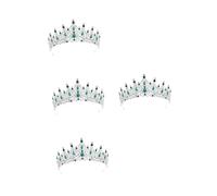 OATIPHO 4 Pièces Couronne de Mariée Argenté Vert Accessoire Cheveux Élégant et Confortable pour Anniversaire Mariage et Fête Tiare