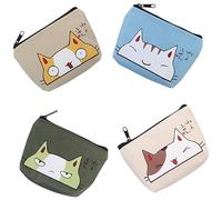 OATIPHO 4pièces Adorable Change Purse Cartoon Style Coin Storage Pouch for Students and Everyday Use