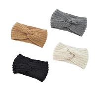 OATIPHO 4pièces Bandeaux Laine Tricotée Pour Cheveux Hiver Serre-tête Femme Fille Avec Épissure Croisée Accessoires Cheveux Noir Beige Camel Gris