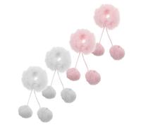 OATIPHO 4pièces Élastiques Cheveux Pompon Doux Set De Bandes Élastiques Pour Femmes Filles Avec Pompon