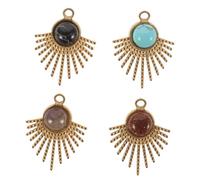 OATIPHO 4pièces Pendentifs Pierre Naturelle Incrustée Accessoires Pour Création De Bracelets Et Colliers Charms Inoxydable Avec Pierre De Lave
