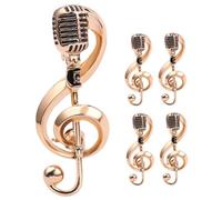 OATIPHO 5 Pièces Broche Vintage Microphone et Note de Musique Lot de Épingles Stylées pour Accessoires Microphone Bijoux et Durables pour Concerts Original pour Femmes et Hommes Fans de