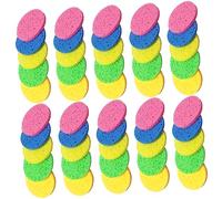 OATIPHO 50 Pièces Éponge Démaquillante Cellulose Lot de Éponges Rondes Multicolores Rose Bleu Vert pour Nettoyage Visage Réutilisables et Lavables