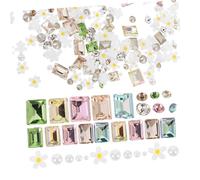 OATIPHO 5paquet Kit De Décorations Pour Ongles Forme De Fleurs Avec Strass Marguerites Colorées Pour Nail Art Diy Bleu Rose or