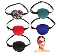 OATIPHO 6 pièces Cache Œil Réglables pour Adultes Patches Oculaires Confortables Couleurs Noir Bleu Vert Rose Rouge pour Amblyopie et Amélioration