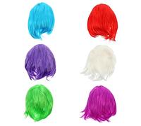 OATIPHO 6pièces Lot De Perruques Courtes Lisses Avec Frange Colorées Pour Déguisement Et Fête