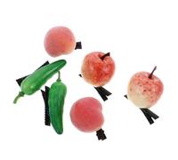 OATIPHO 6pièces Pinces Cheveux Fruitées Mignonnes Pêche Poivre Pomme Clips Plastiques Durables Pour Femmes Filles Accessoires Colorés Pour Fêtes Et Livestreams