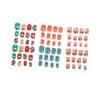 OATIPHO 72 Pièces Faux Ongles Garçon Fille Noël Autocollants Manucure Complète Set Manucure Fille Garçon Décorations Onglets