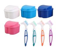 OATIPHO 8 Pièces Étui de Bain pour Dentier avec Brosse Douce Coffret de Rangement Pomme pour Prothèses Dentaires Portable pour Nettoyage Trempage et Protection Lors des Déplacements