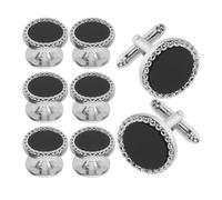 OATIPHO 8 pièces Lot de Boutons Manchette et Clous Noirs Ronds Acrylique pour Chemise Homme Accessoires Élégants pour Costume Smoking Tuxedo Complet pour Mariage et Occasions Formelles