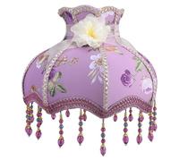 OATIPHO Abat-Jour Cylindrique en Tissu Violet Dentelle et Pendentifs Fleurs de Lilas Petit Abat-Jour pour Lampe de Bureau et Lampadaire Abat-Jour de Rechange Style Rétro Romantique pour