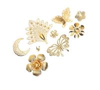 OATIPHO Accessoires Création Coiffures DIY 37 Pièces Métal Doré Creux Fleurs Pétales Bijoux Matériel Fait Main Art Floral Femme Loisirs Créatifs Présents Fête Familiale