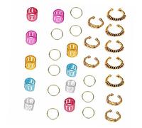 OATIPHO Anneaux pour Tresses Cheveux 30 Pièces Assorties Dorées Taille Variée Accessoires Coiffure Femme Décoration Mode Streetwear