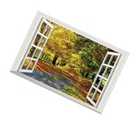 OATIPHO Autocollant Mural Décoratif 3D Fenêtre Fausse Paysage PVC Amovible 40X60 CM Décoration Intérieure Salon Chambre Bureau Stickers Fausse Fenêtre Réaliste et Design