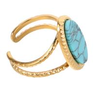 OATIPHO Bague Turquoise Pour Femme Avec Pierre Ovale Bleu-vert Et Design Vintage Doré Ajustable Bagues Empilables Pour Femmes