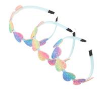 OATIPHO Bandeau Coeur Paillettes Lot de 3 Accessoires de Fête Colorés Carnaval pour Filles Élégant pour Anniversaire et Saint-Valentin
