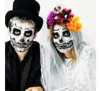 OATIPHO Bandeau Halloween Tête avec Rose et Crâne Accessoire Cosplay pour Garçon Fille Décoration Fête Jour des Morts Confortable