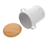 OATIPHO Boîte de Conservation des Légumes Blanche en Acier Carbone avec Couvercle en Bambou, Grosse Capacité, Matériau Respirant, pour Rangement la Cuisine Minimaliste