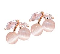 OATIPHO Boucles D'oreilles Cerises en Pierre Œil de Chat, Boucles D'oreilles Minimalistes et Fantaisie pour Femmes, Légères et Délicates, pour L'été Occasions Spéciales, 1 Paire