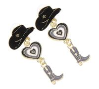 OATIPHO Boucles Oreilles Cowgirl Western Multi-couches Forme de Noir Bijoux Disco pour Femmes Style Cowboy Country Charmant