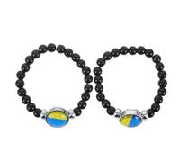 OATIPHO Bracelet de Perles 2 Pièces à Thème Drapeau Ukrainien Accessoire Patriotique Unisexe Bijoux de Poignet aux Couleurs Nationales pour Fêtes et Échanges Culturels
