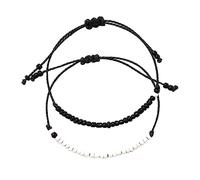 OATIPHO Bracelet de Relation en Cordon de Cire Ajustable, Duo de Bracelets Assortis pour Couple, Style Tissé Noir et Blanc, Saint-valentin et Usage Quotidien