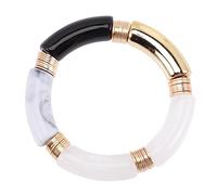 OATIPHO Bracelet Jonc Vintage pour Femme Acrylique Noir Design Arc et Tube Style Canne Charm Bracelet Élégant et Confortable pour Usage Quotidien et Soirées