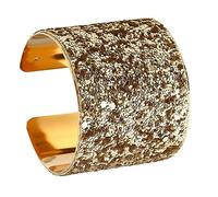 OATIPHO Bracelet Manchette à Paillettes Doré Ouvert En Alliage Pour Femme, Bijou Élégant, Accessoire Soirée Ou Mariage, Taille Grand Ouvert