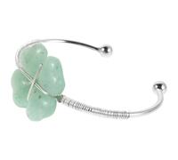 OATIPHO Bracelet Manchette Femme Trèfle à Quatre Feuilles en Cristal et Pierre D’onyx Vert, Bijou Argenté Symbole Chance, Présent pour Occasions Spéciales et Saint-patrick