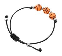 OATIPHO Bracelet Réglable De Basketball En Corde Cirée Noir Perles Argentées, Bijou Sportif Léger Et Confortable Pour Hommes Et Femmes, Pour Fêtes à Thème Basket-ball Et Présents Sportifs