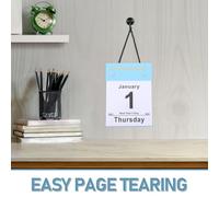 OATIPHO Calendrier Mural Détachable 2026 une Page par Jour Grandes Dates Format Compact Bleu Papier Tactile pour Bureau Études et Suivi Quotidien des Tâches et Anniversaires