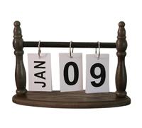 OATIPHO Calendrier Perpétuel de Bureau en Bois Vintage à Feuillets Base Ovale Démontable Design Nordique Décoratif et Fonctionnel pour Maison Bureau et Présents Gestion Facile des