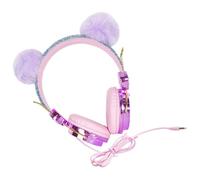 OATIPHO Casque Audio -Auriculaire pour Garçon et Fille avec Microphone Intégré Arceau Réglable Boule Duveteuse Ornée de Strass et Paillettes Compatible Smartphone et Couleur Aléatoire
