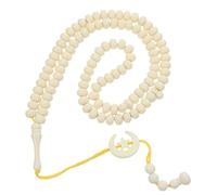 OATIPHO Chapelet Musulman Tasbih 99 Perles 10 Mm Jaune Pendentif Croissant, Perles Islamiques Traditionnelles pour Prière, Accessoire Religieux Portable pour Contemplation et Dévotion