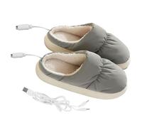 OATIPHO Chaussures Chauffantes USB pour Pieds D’Intérieur Pantoufles Chauffantes Électriques en Peluche Grise Confort et Chaleur pour Bureau et Maison 1 Paire