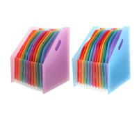OATIPHO Classeur Accordéon Vertical en Plastique A4 Lot de 2 Pièces Grand Organiseur de Documents à Pochettes Extensibles Étiquettes pour Bureau École et Voyage