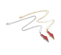 OATIPHO Collier à Pendentif Pastèque Collier Chaîne Breloques Fruits Carte Palestine Design Élégant Bijoux d'Été Unisexe Présent Original 2 Pièces