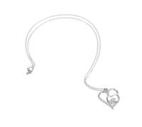 OATIPHO Collier Pendentif Empreinte De Patte Animal De Compagnie Cœur En Acier Inoxydable Argenté Pour Femmes Romantique Présent Anniversaire Noël