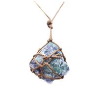 OATIPHO Collier Pendentif en Fluorite Naturelle Irrégulière Pierre Brute Tressée Chaîne Délicate pour Femme Bijou Léger Présent pour Usage Quotidien et Occasions