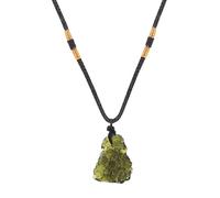 OATIPHO Collier Pendentif en Météorite Irrégulière Vert Moldavit Chaîne pour Femme, Pendentif Cristal Naturel de 5,1 à 10 G, Accessoire de Mode Confortable et Brillant