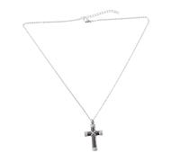 OATIPHO Collier urne médaille Pendentif collier avec une croix charme or souvenir de cendres bijoux de crémation pour hommes bijoux de crémation pour cendres Acier titane Silver, 28X2.7X2.2CM, Acier