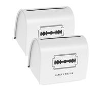 OATIPHO Conteneur à Déchets De Rasage en Fer 2 Pièces Taille Compacte Portable pour Salons De Coiffure Usage Sécuritaire sans Danger pour Récupérateur De Lames Usagées