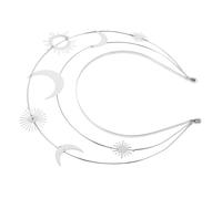 OATIPHO Couronne de Déesse Argentée Étoile et Lune Accessoire de Tête Médiéval Fait Main pour Femmes pour Mariage et Fêtes