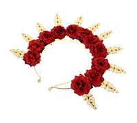 OATIPHO Couronne de Fleurs Artificielles pour Fête Diadème Ronde en Souple Accessoire de Mariage et Cosplay pour Filles Serrage-Tête Élégant pour Halloween et Événements Spéciaux