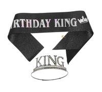 OATIPHO Couronne De Roi Ajustable Métal Et Écharpe Décorative Pour Fête Anniversaire Homme Accessoires Anniversaire