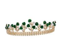 OATIPHO Couronne de rose en diamant Bandeau doré dentelle casque fleur couronnes de mariée pour mariage accessoires de princesse pour femmes Tiare d'anniversaire grand diadème strass Vert